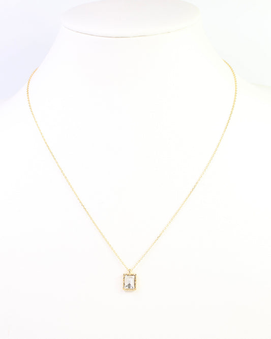 Edwardo Emerald Cut CZ Necklace WR Clear