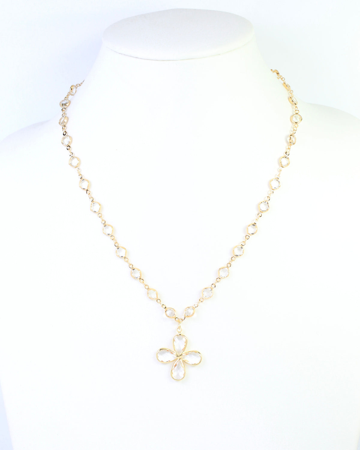 Luca Disc and Flower Necklace Gold
