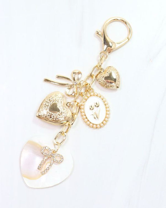Hearts of Gold Bag Charm Gold