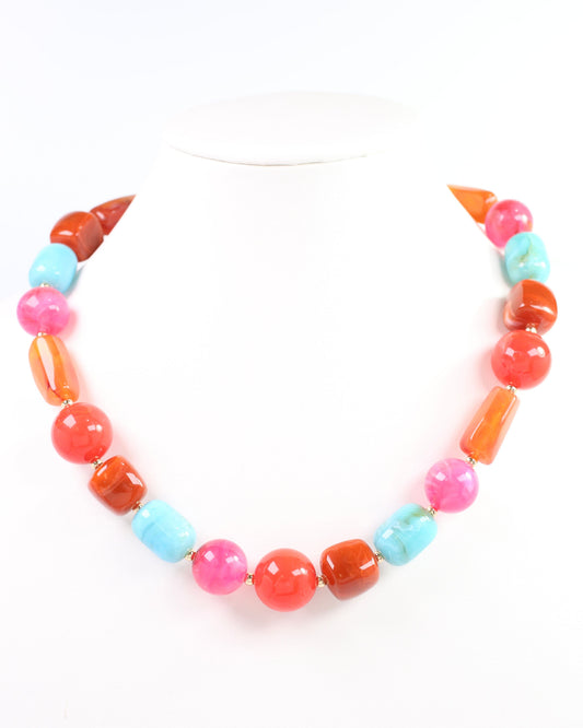 Mikela Beaded  Necklace Red Multi