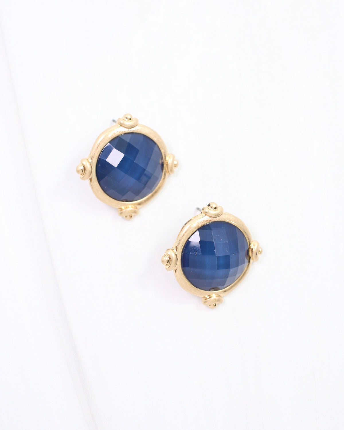 Melani Faceted Stud Earring Navy