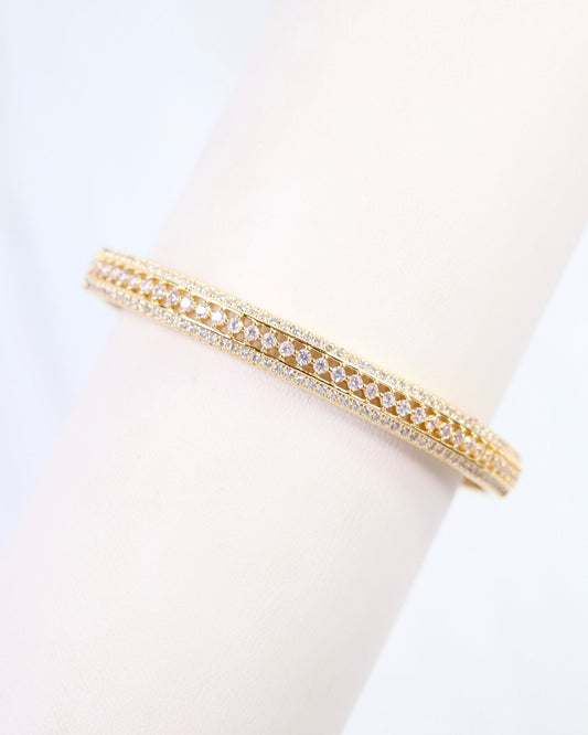 Tiverton CZ Lined Cuff Bracelet WR Gold