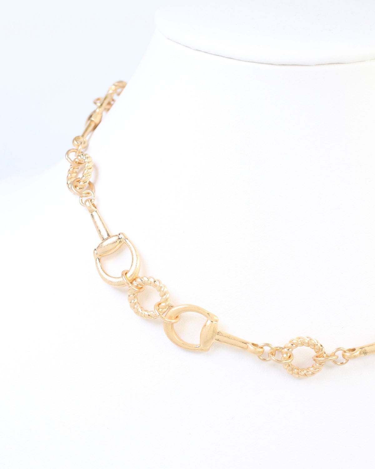 Henderson Horsebit Toggle Necklace Worn Gold