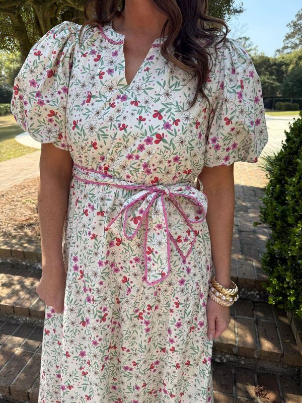 Lydia Ivory Floral Midi Dress