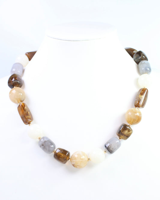 Mikela Beaded  Necklace Brown Multi