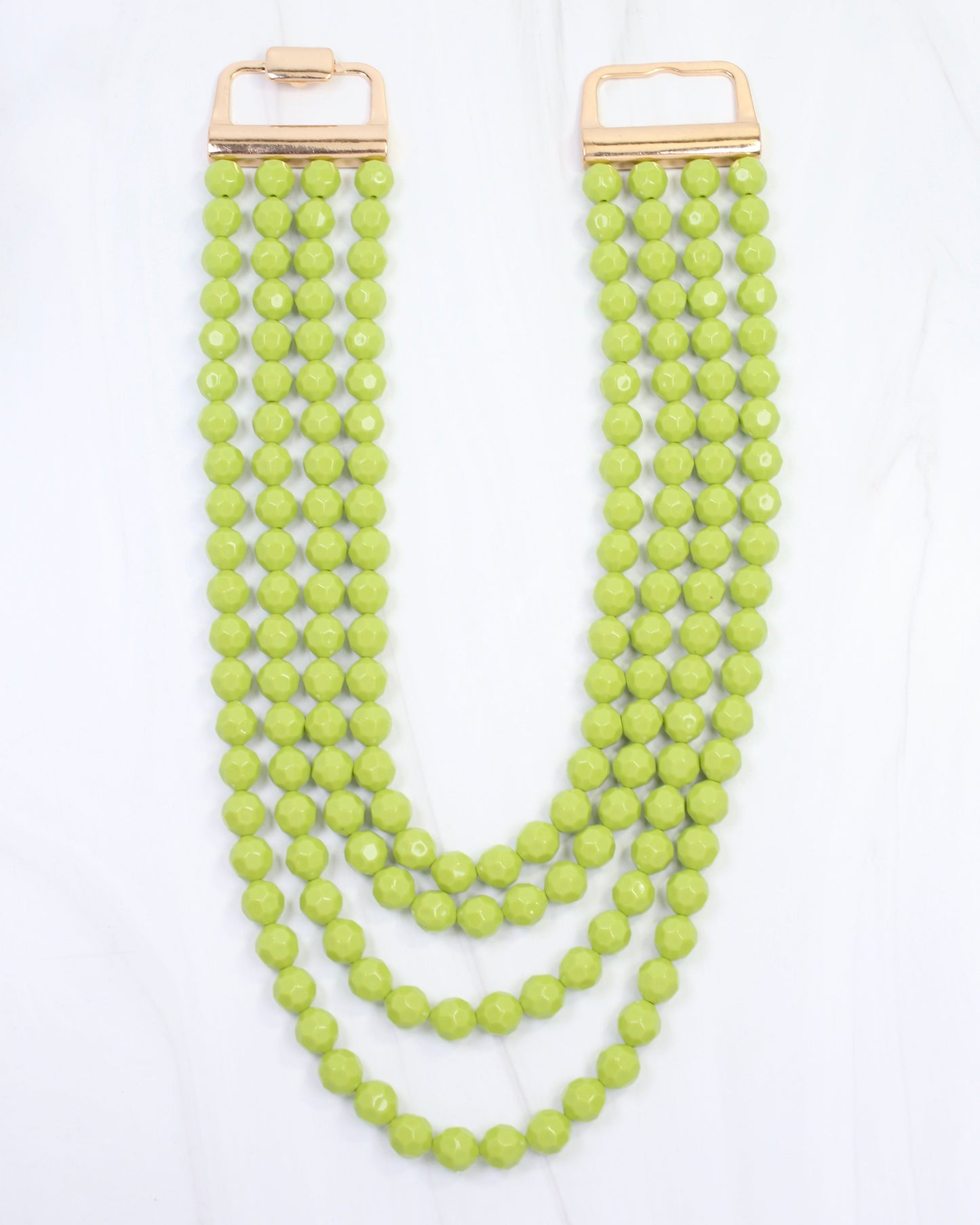 Mariam Beaded Layered Buckle Necklace Green