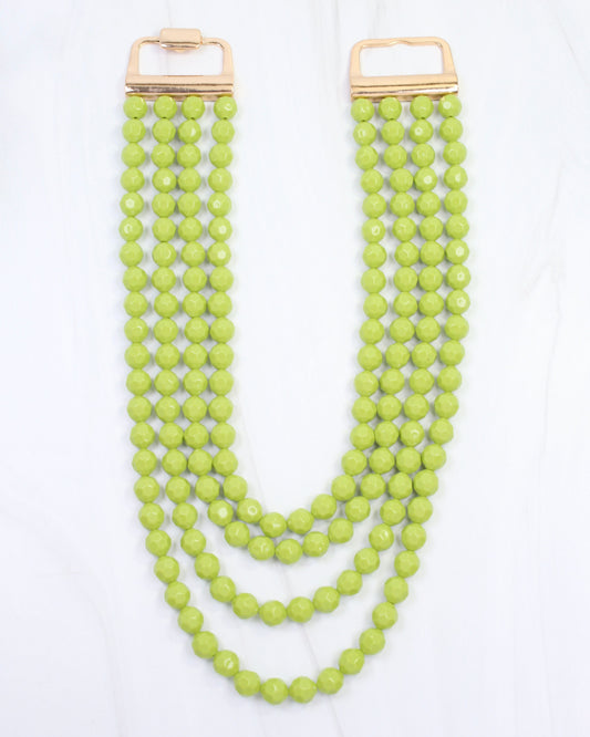 Mariam Beaded Layered Buckle Necklace Green
