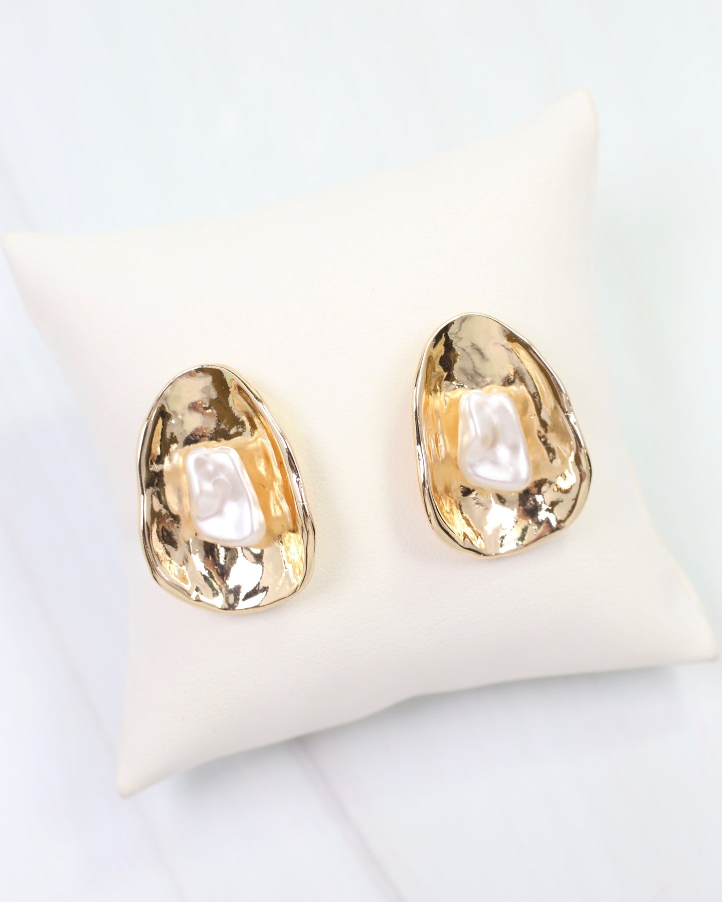 Dauphine Gold and Pearl Post Earring Gold