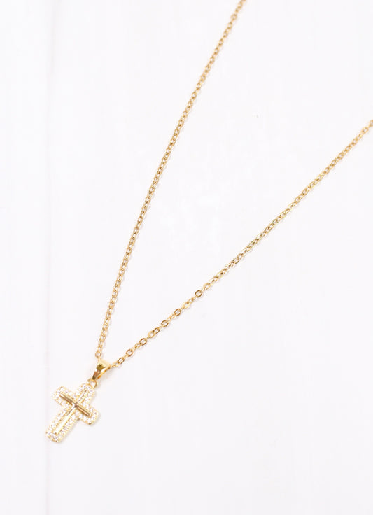 Omund CZ Cross Necklace GOLD