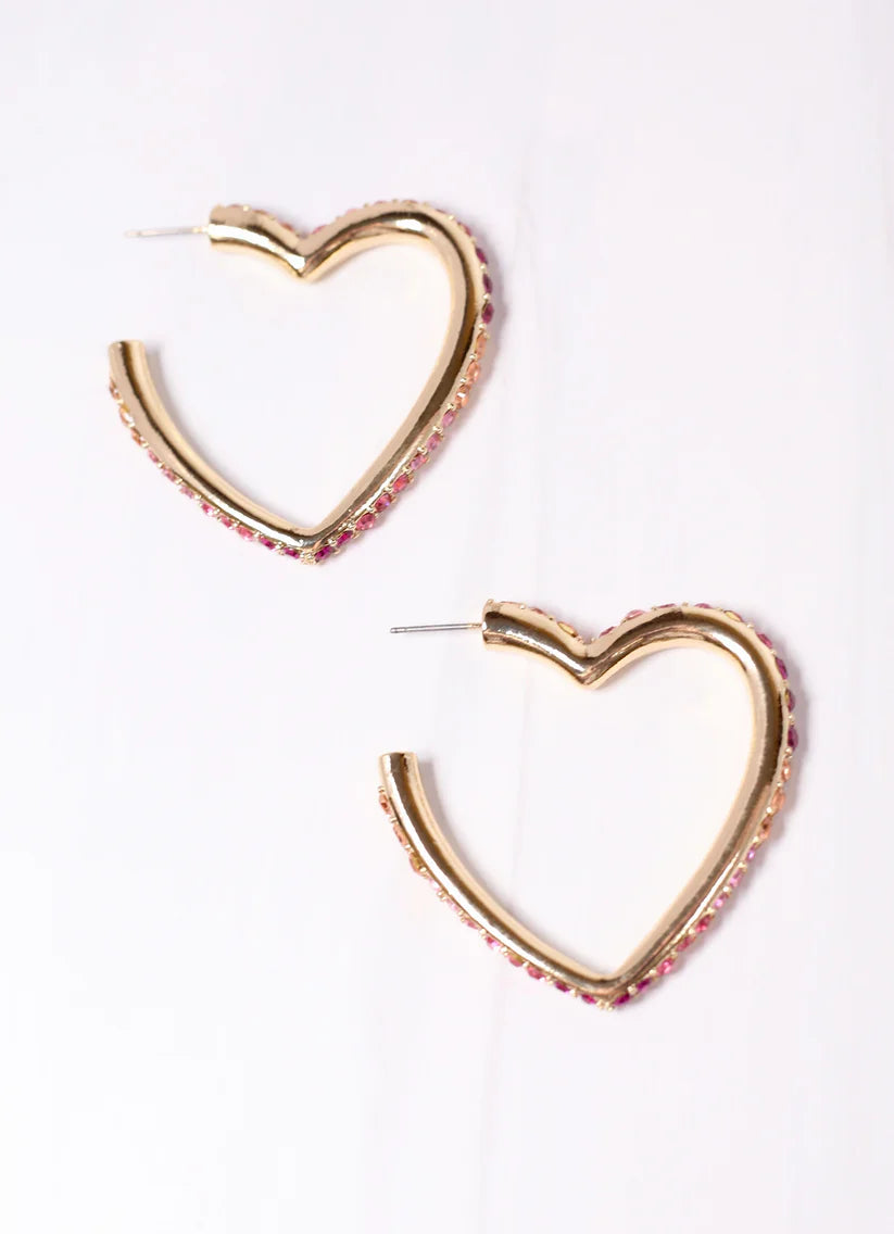 Saint Valentine CZ Heart Earring PINK MULTI