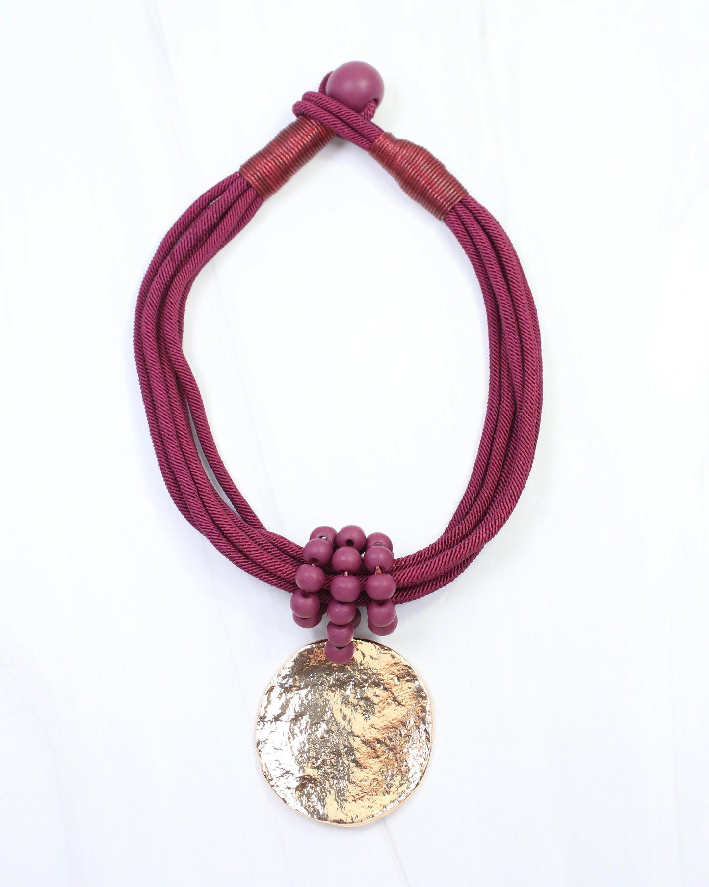 Ryder Rope Charm Necklace Burgundy