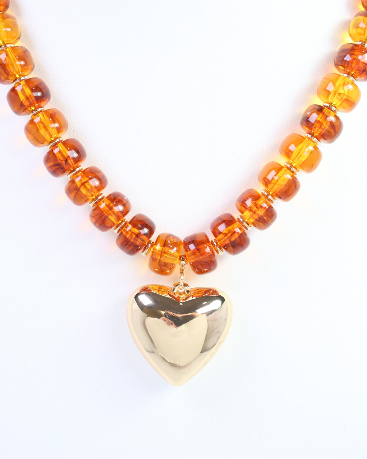 Sabina Beaded Heart Necklace Tortoise