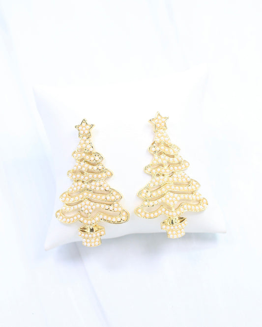 Eve Pearl Christmas Tree Earring Cream