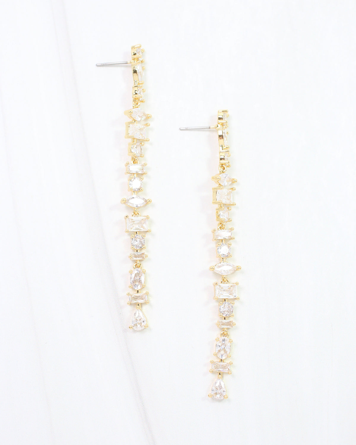 Merilee Multi CZ Drop Earring WR Gold