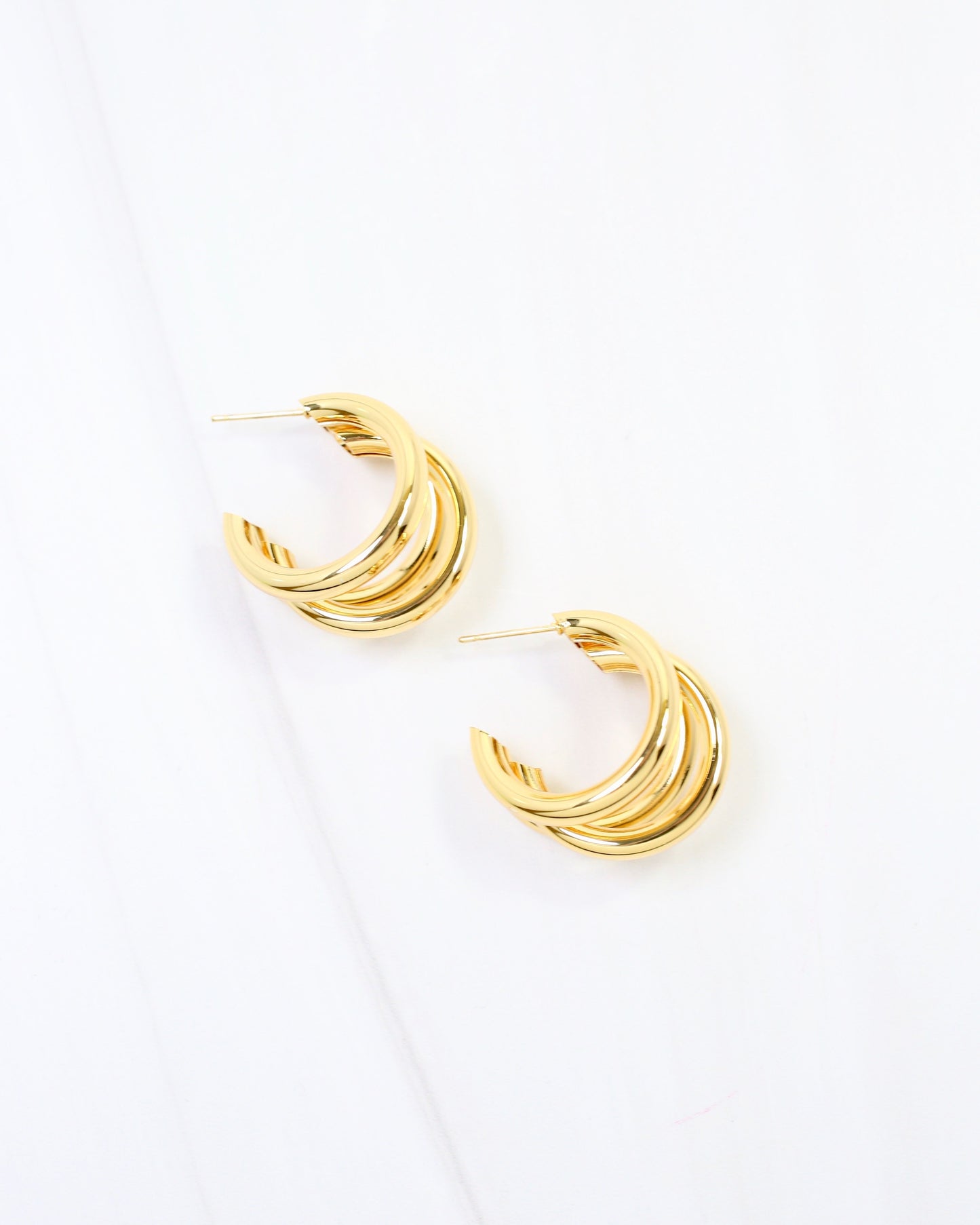 Binghampton Triple Hoop Earring WR Gold