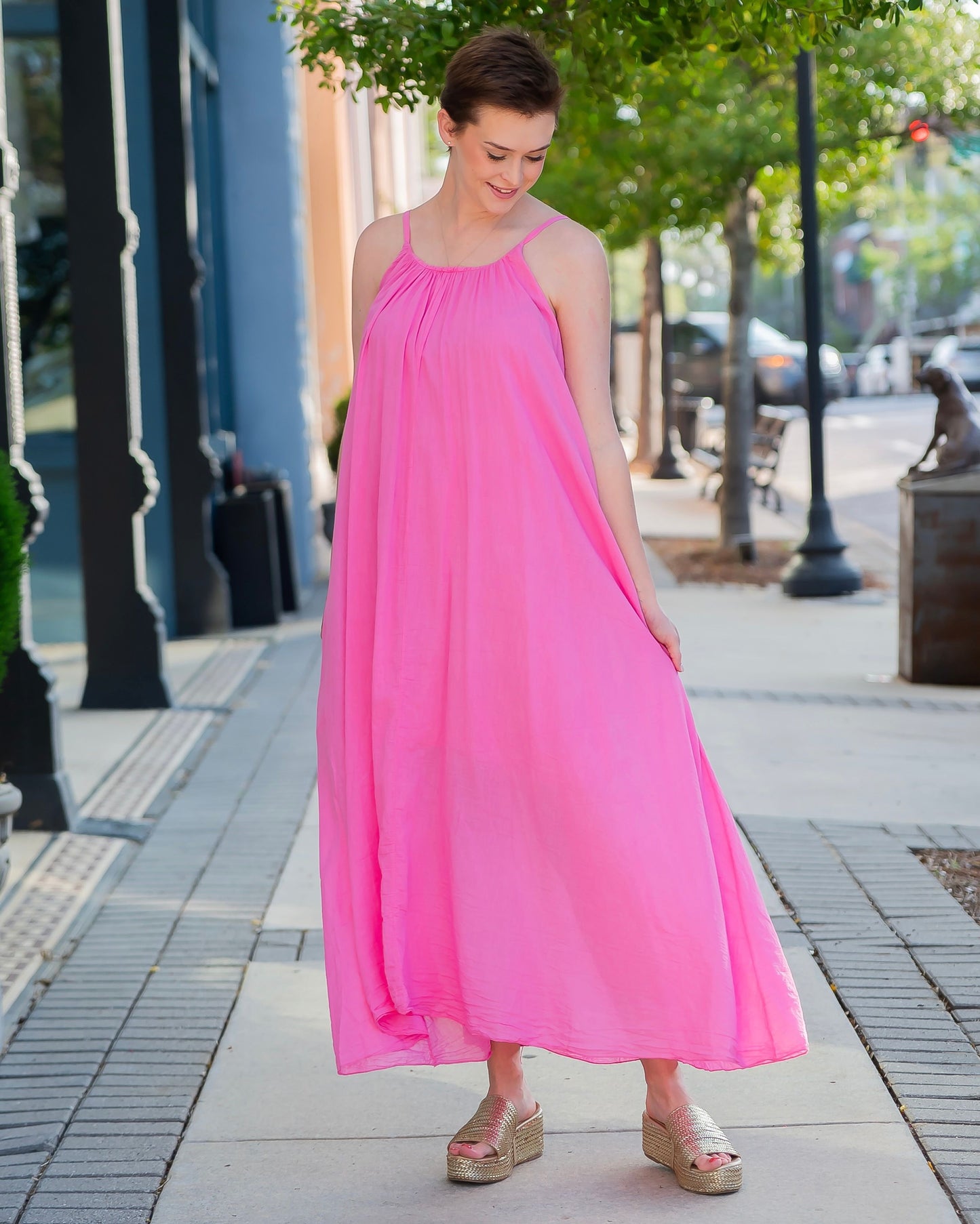 Cayman Textured Gauze Maxi Dress - Pink
