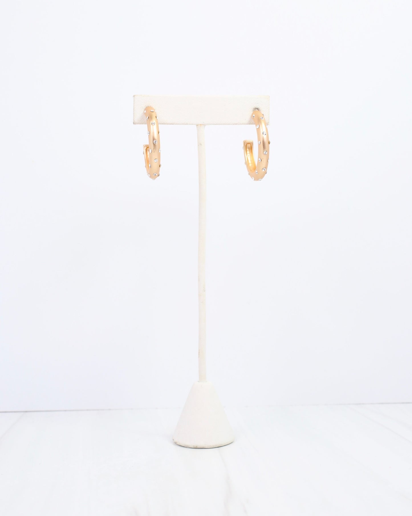 Polly Sparkly Hoop Earring Matte Gold