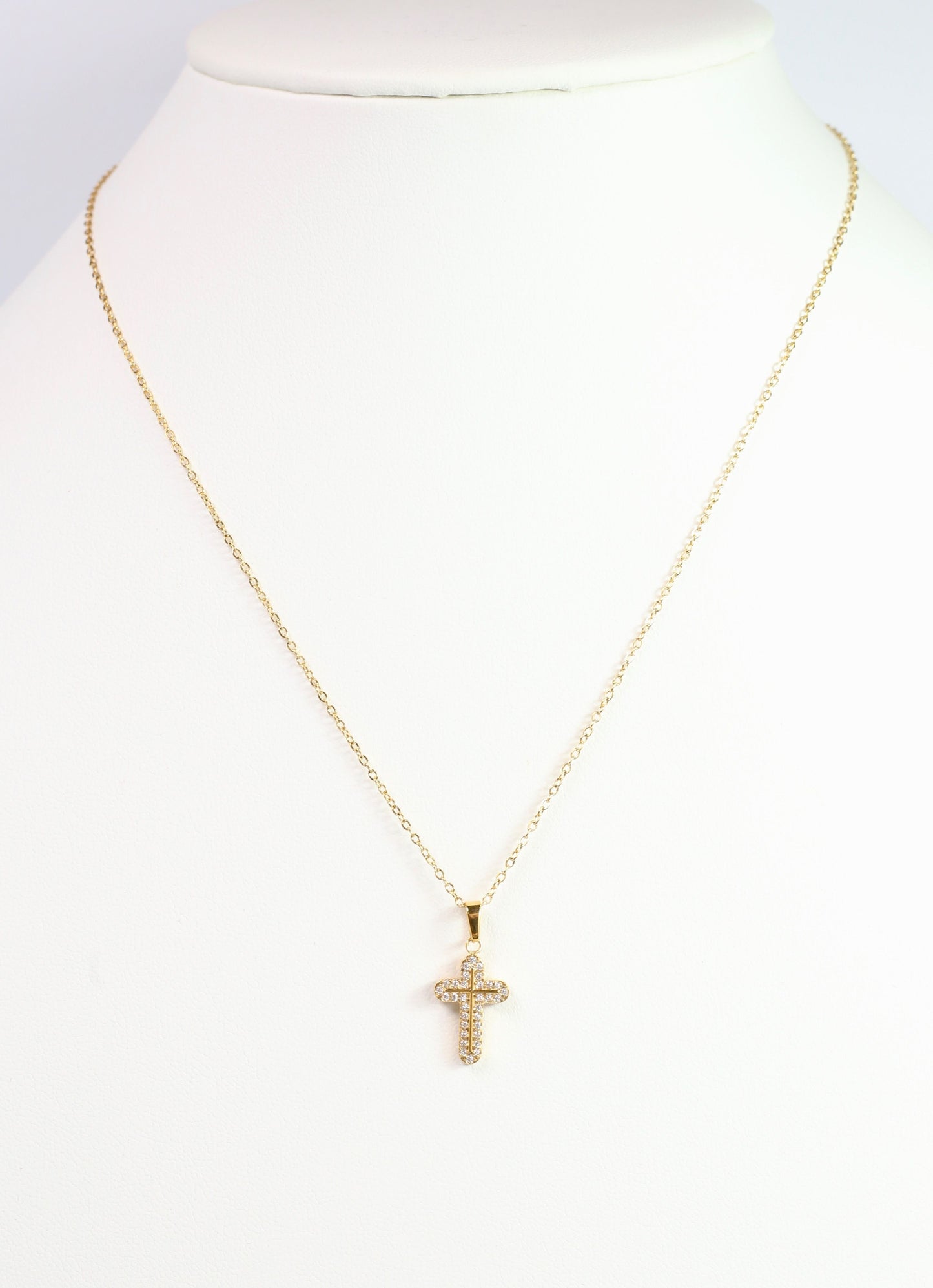 Bellucci CZ Cross Necklace Gold