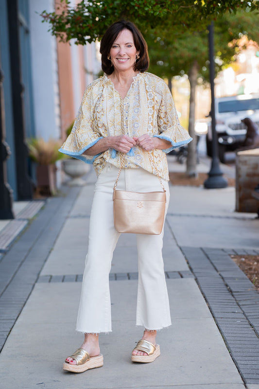 Faye Fringed Detail Floral Embroidered Top