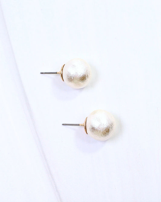Alina Textured Pearl Stud Earring Cream