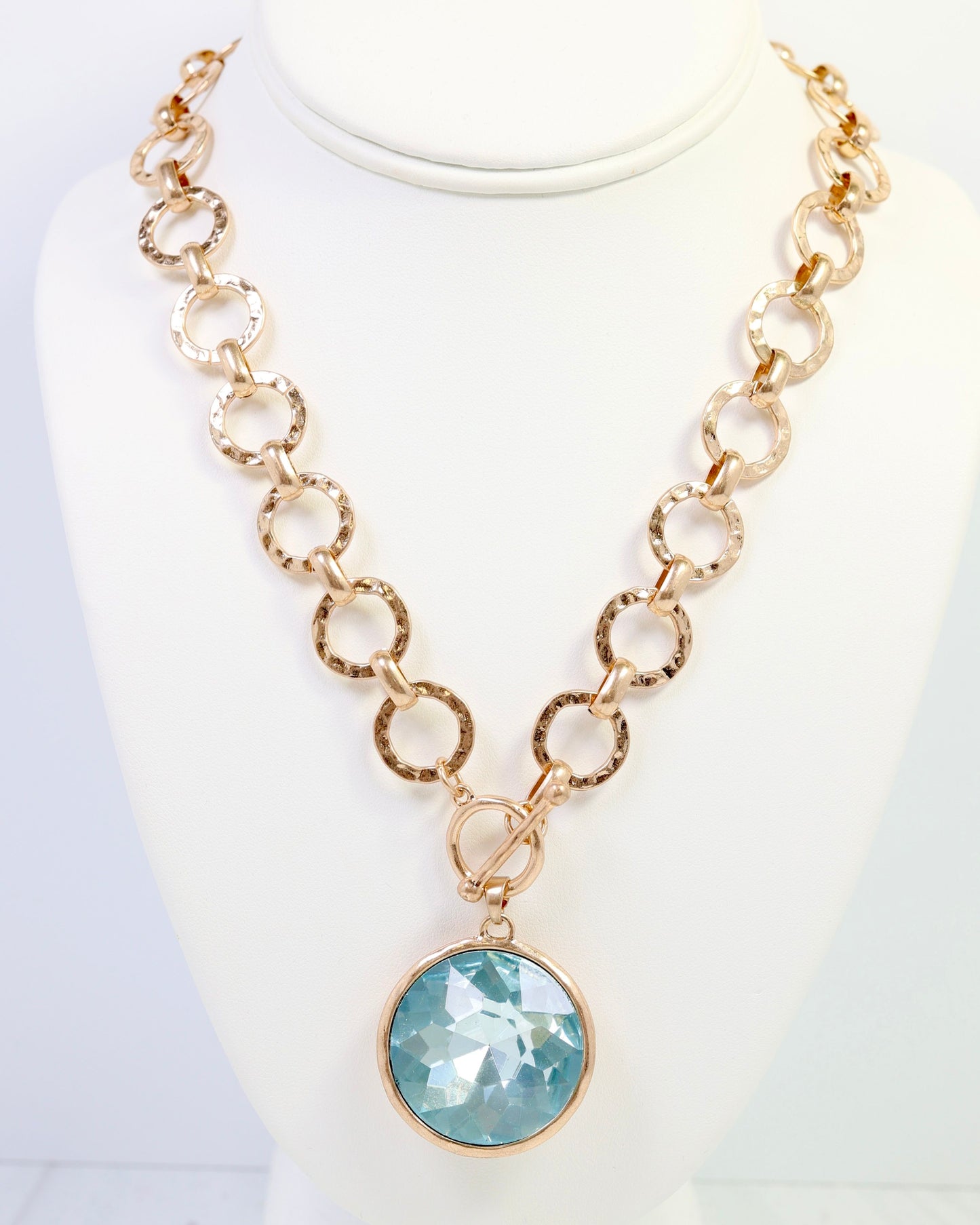 Palace Crystal Pendant Necklace Light Aqua