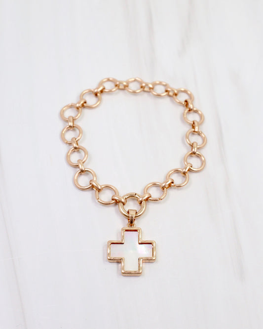 Bathurst Cross Link Bracelet Worn Gold