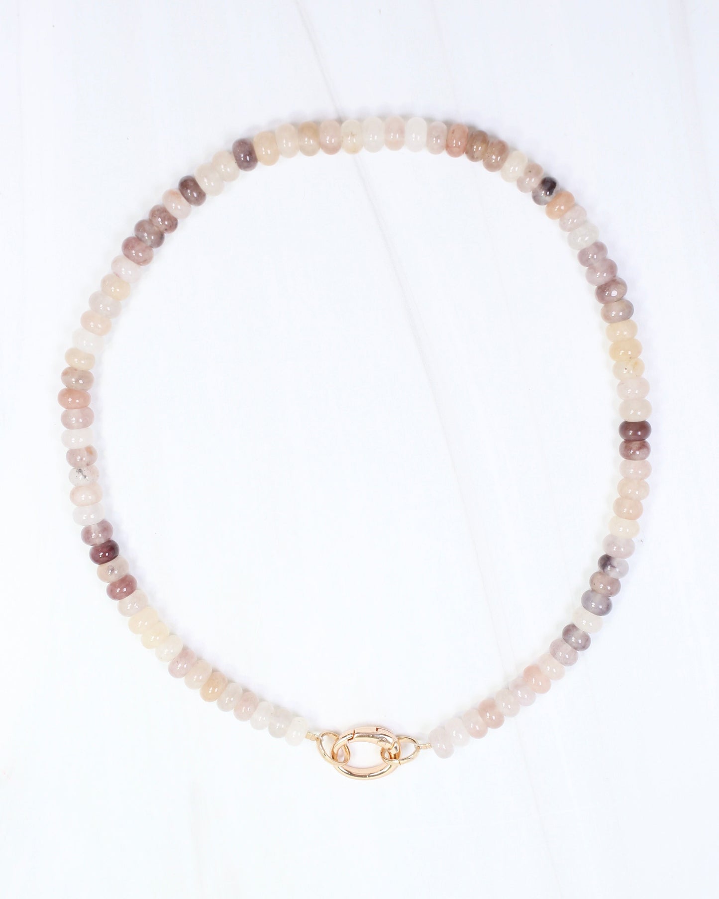Gisela Stone Beaded Oval Clasp Necklace Natural