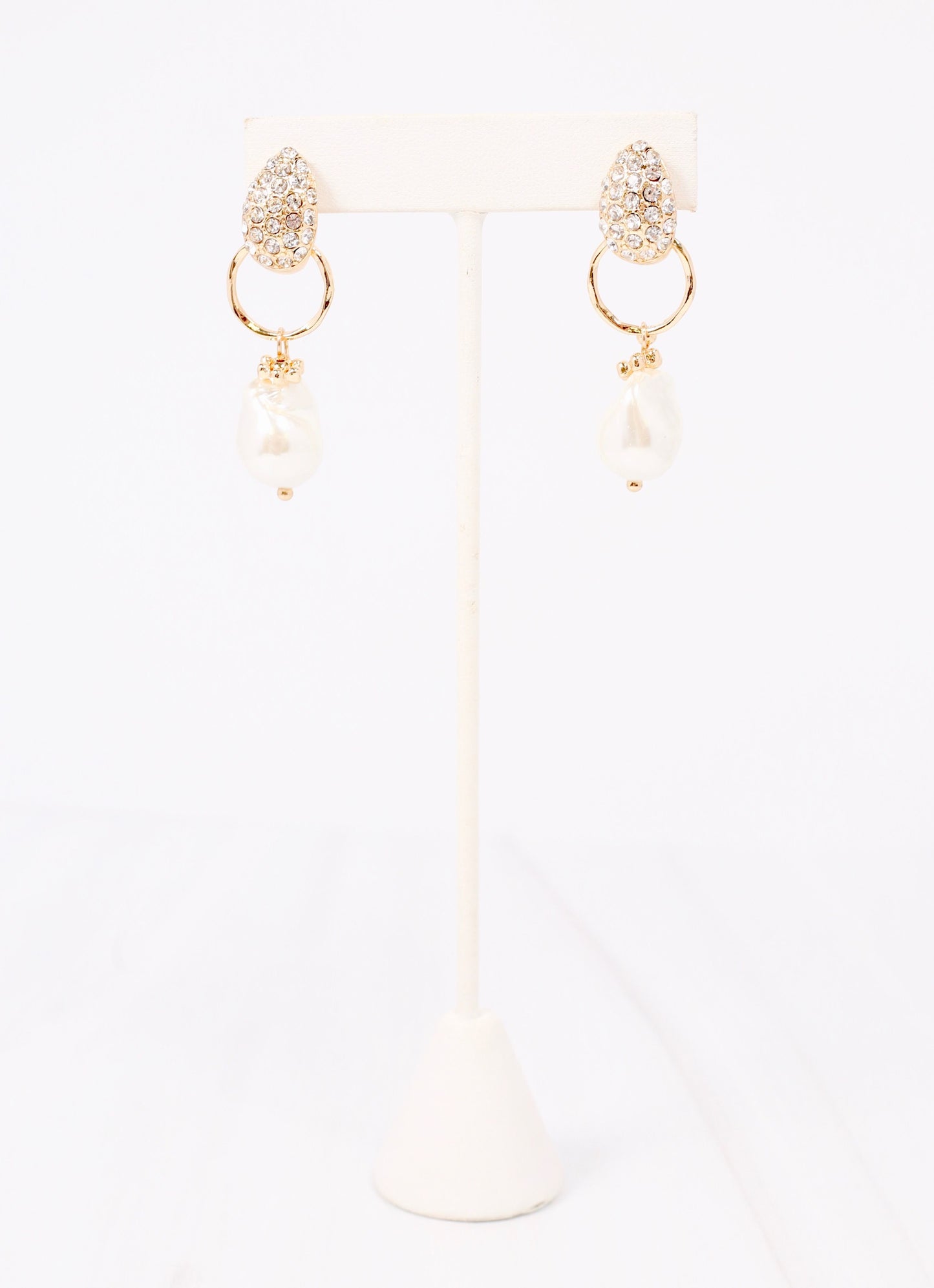 Ezra CZ and Pearl Drop Earring GOLD