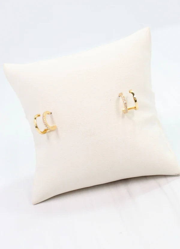 Ware CZ Hoop Earring Gold