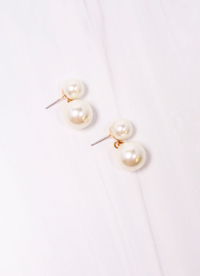 Abney Double Pearl Drop Earring IVORY - Caroline Hill