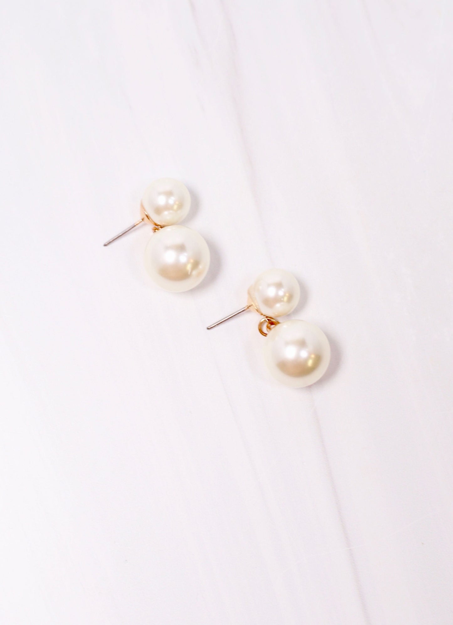 Abney Double Pearl Drop Earring IVORY - Caroline Hill