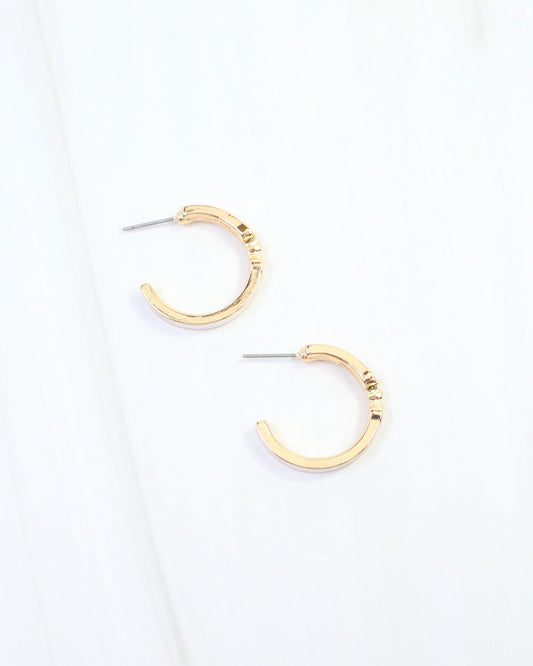 Kaylen Horsebit Hoop Earring White