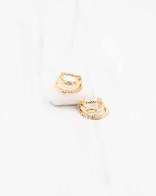 Laconia Three Line CZ Hoop WR Gold