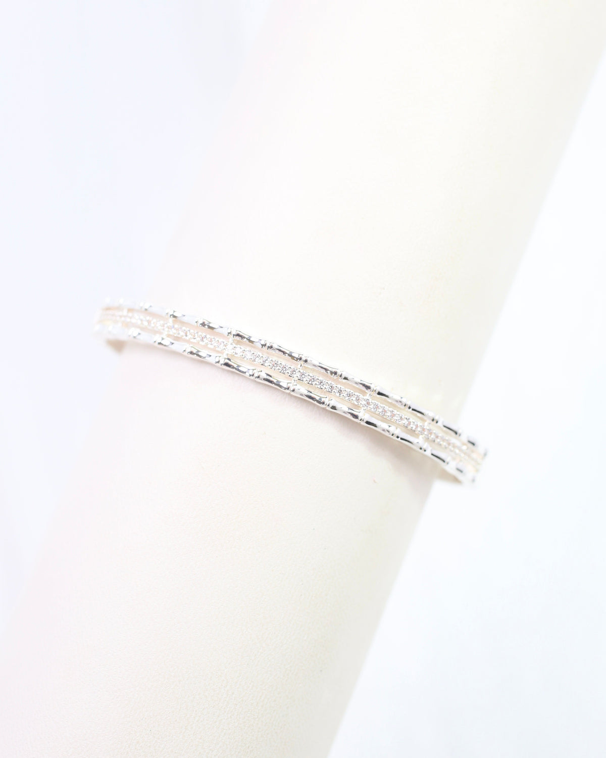 Willa CZ Lined Bangle Bracelet WR Silver