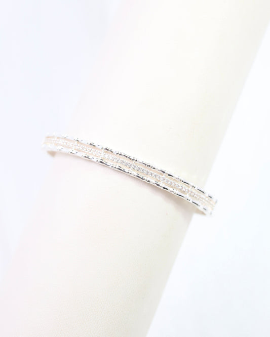 Willa CZ Lined Bangle Bracelet WR Silver
