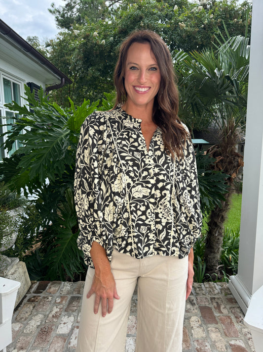 Adore Me Blouse - Black Cream - Caroline Hill