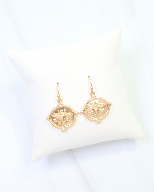 Lois Bee Embossed Earring Worn Gold