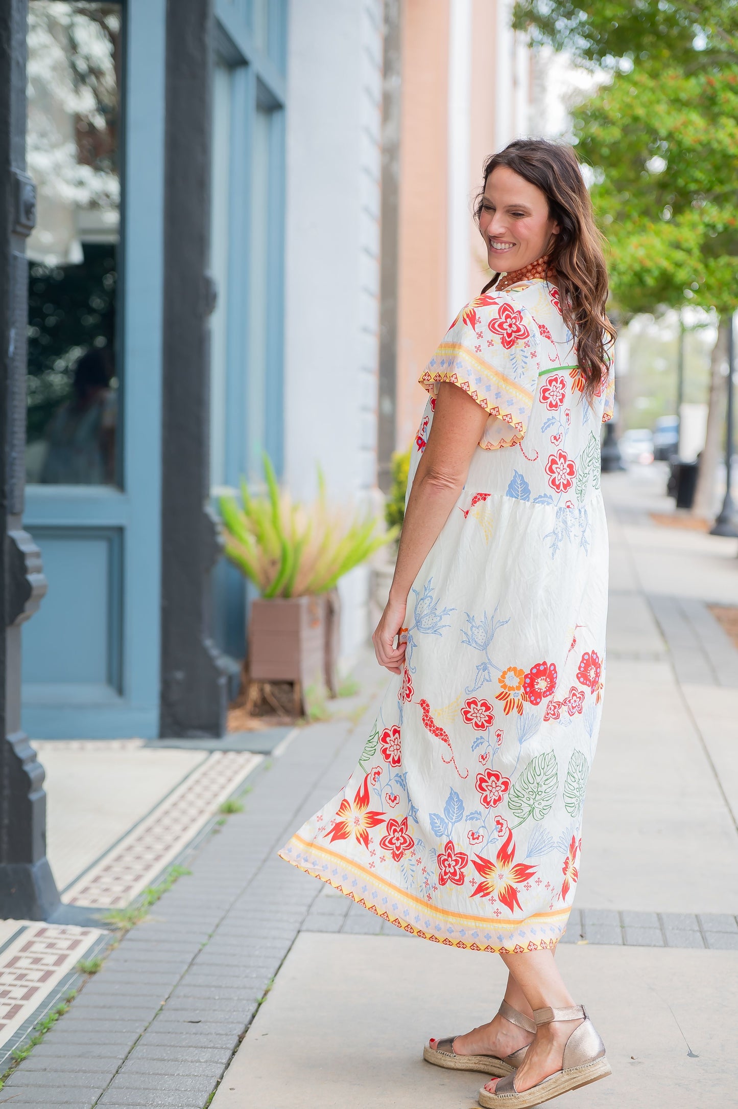 Liv Mix Boho Floral Midi Dress