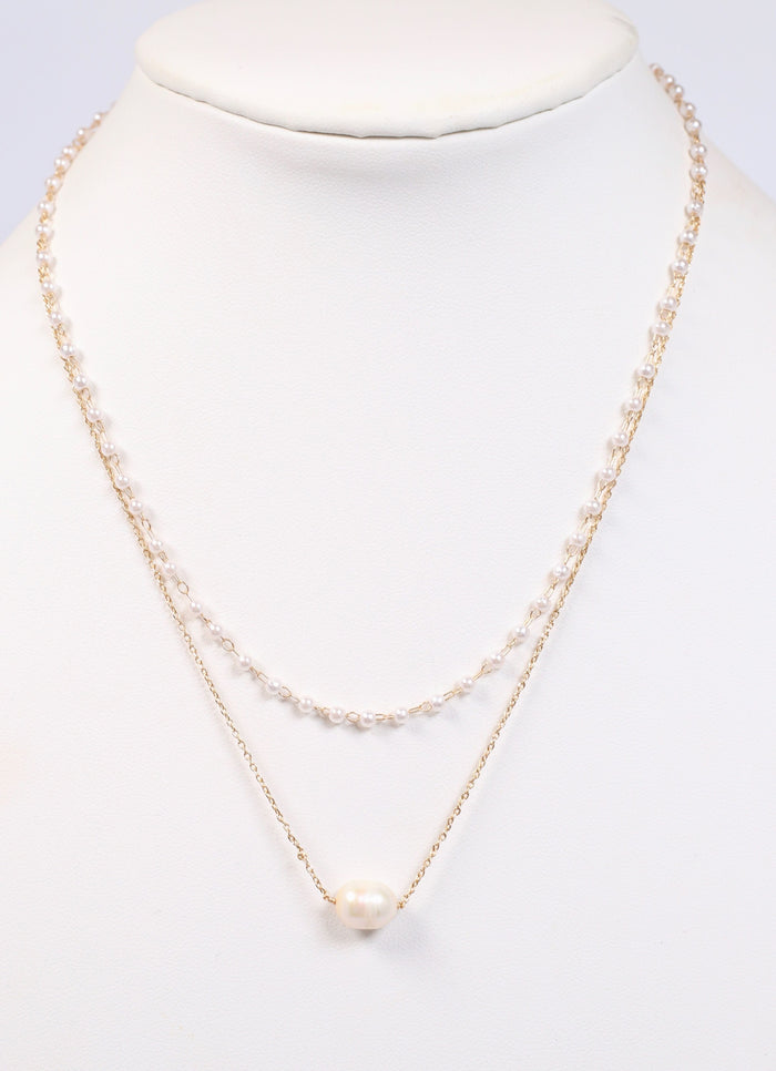 Aja Pearl Layered Necklace GOLD - Caroline Hill
