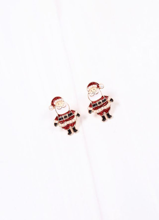 Cheery Santa Stud Earring RED