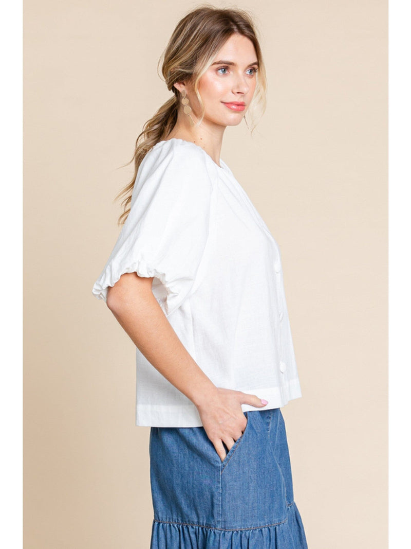 Already Over Off White Button Up Top - Caroline Hill