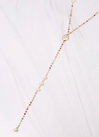 Anders Bead and Pearl Y Necklace NATURAL MULTI - Caroline Hill