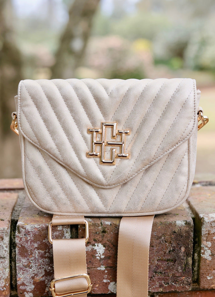 Angela Quilted Crossbody GLIMMER CHAMPAGNE - Caroline Hill