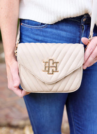 Angela Quilted Crossbody TAUPE - Caroline Hill