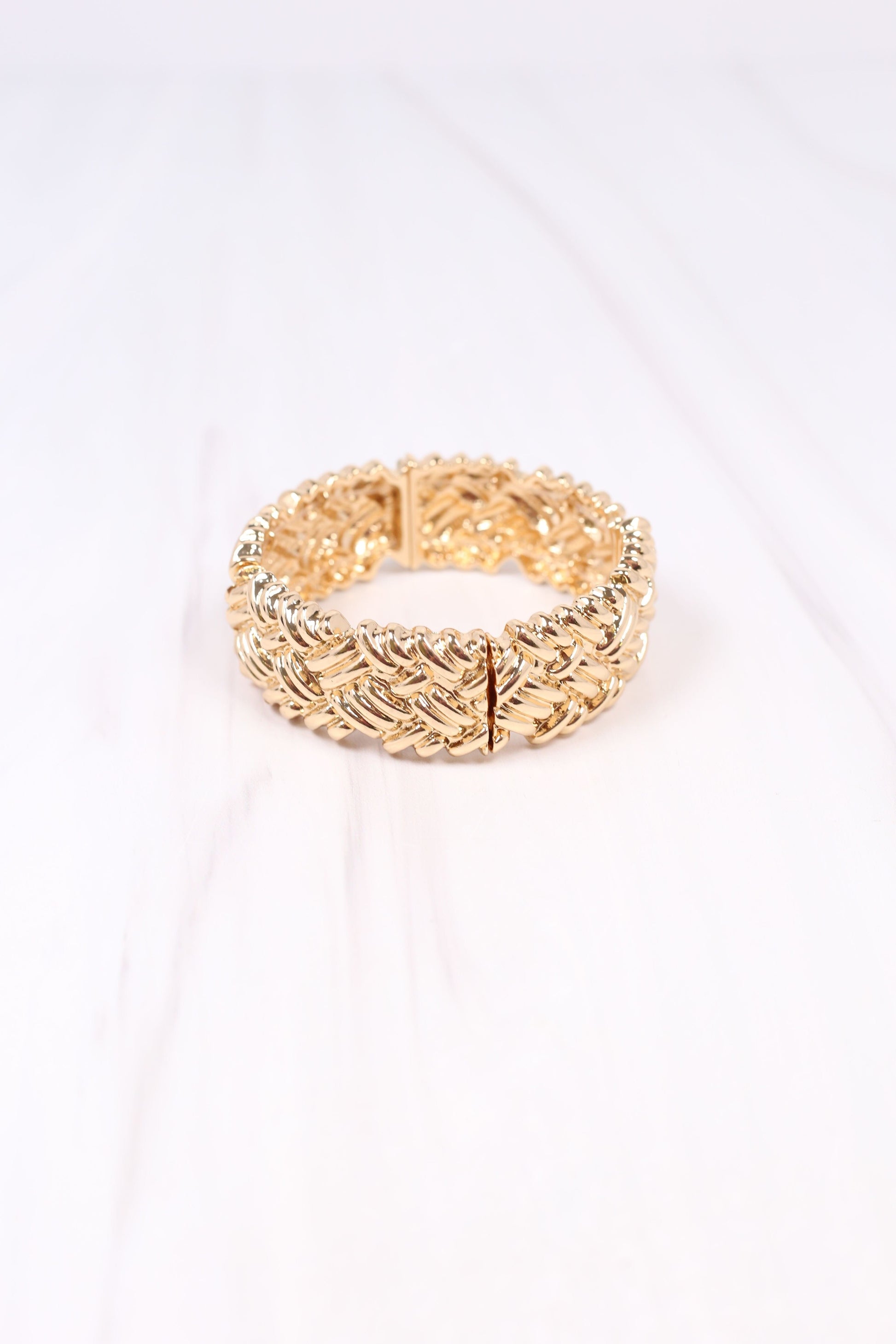 Annika Textured Stretch Bracelet GOLD - Caroline Hill