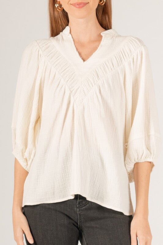 Another Round White Gauze Top - Caroline Hill