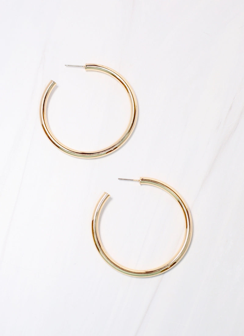 Arden Shiny Gold Satin Metal Hoop - Caroline Hill