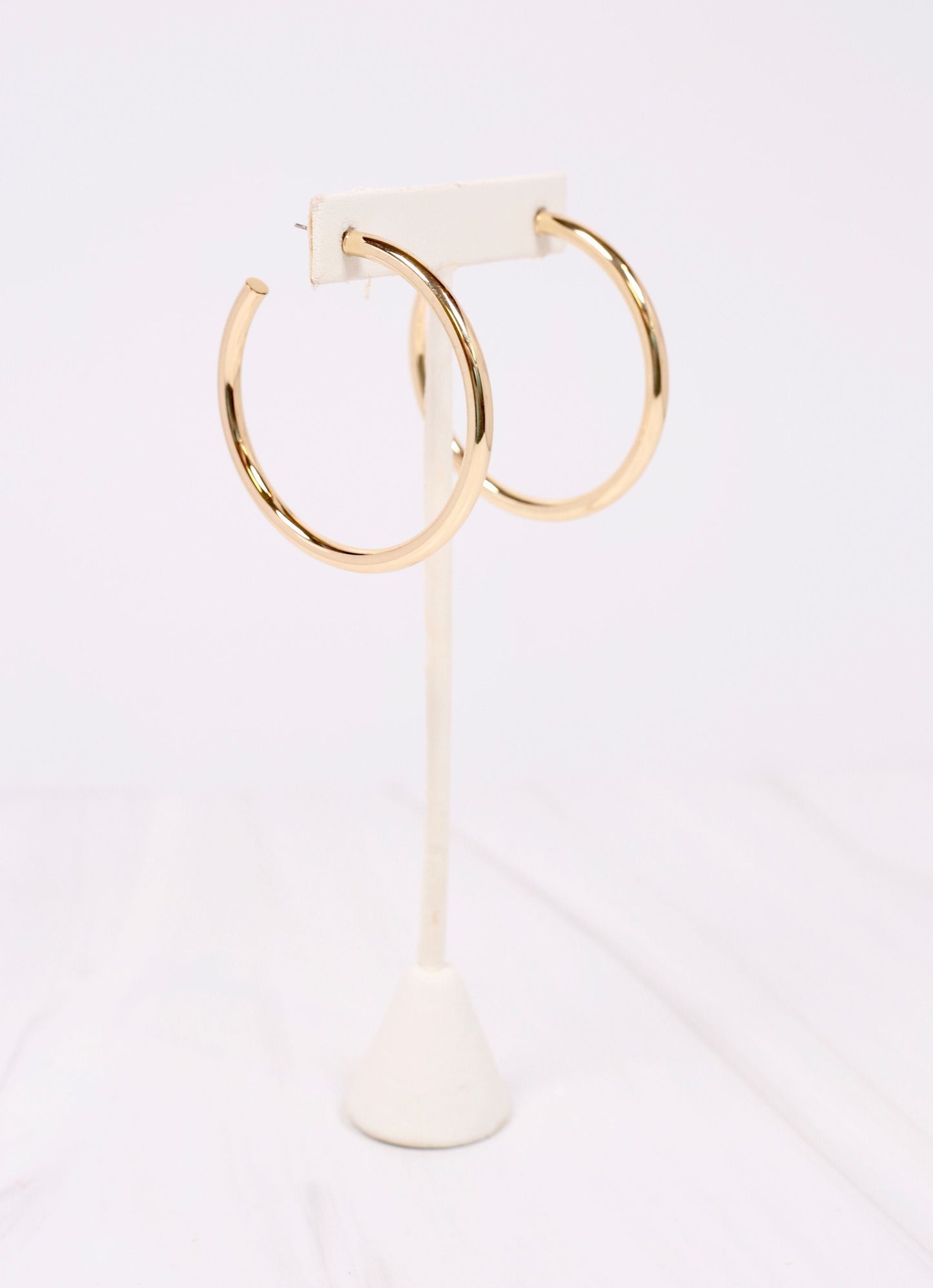 Arden Shiny Gold Satin Metal Hoop - Caroline Hill