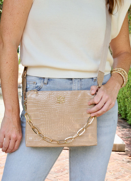 Ariana Crossbody TAUPE PATENT - Caroline Hill