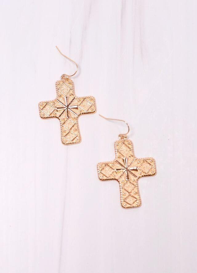 Augusta Cross Earring GOLD - Caroline Hill
